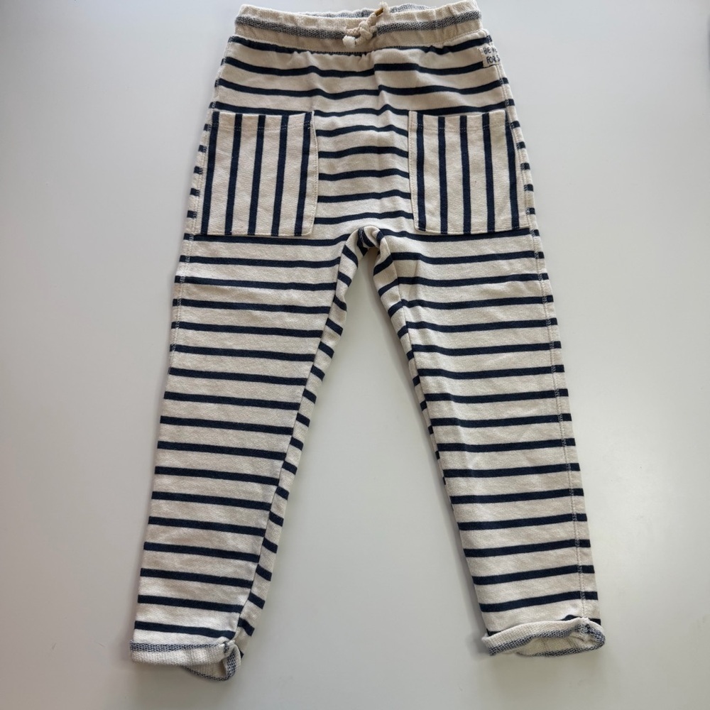 Zara Blue and Cream Striped Knit Pants